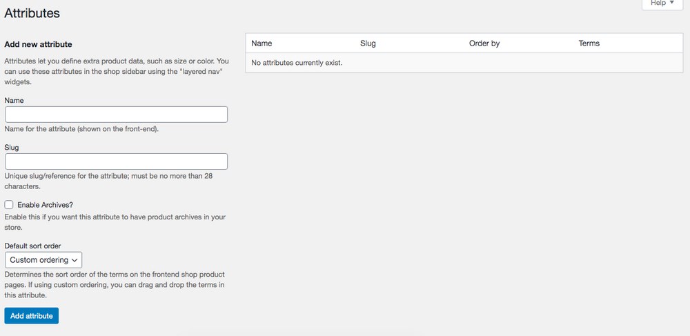 WooCommerce Attributes