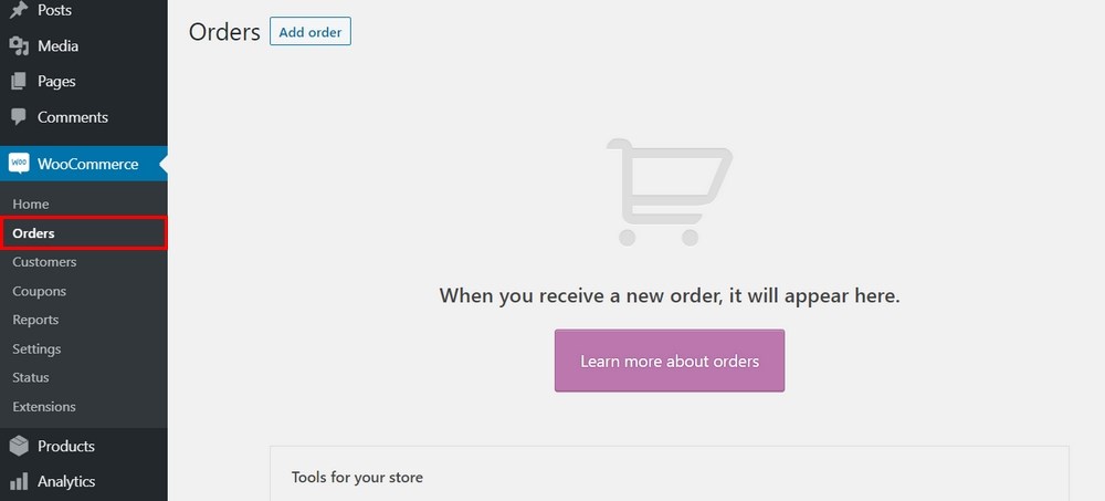 WooCommerce Orders page