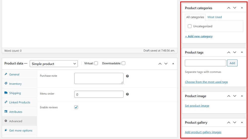 WooCommerce product category tag setting