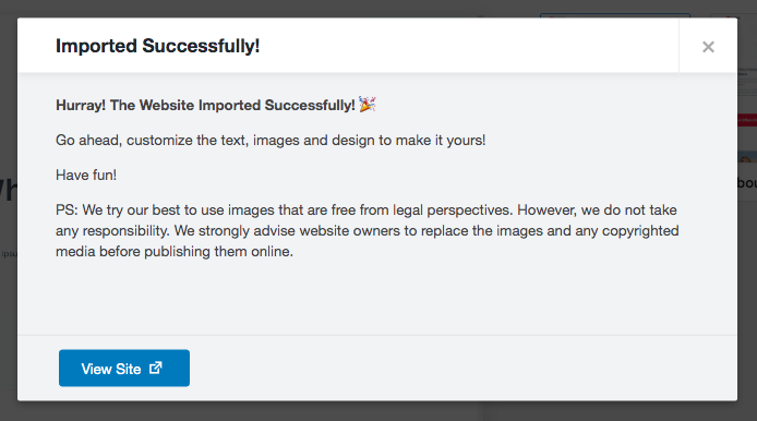 Website imported successfully