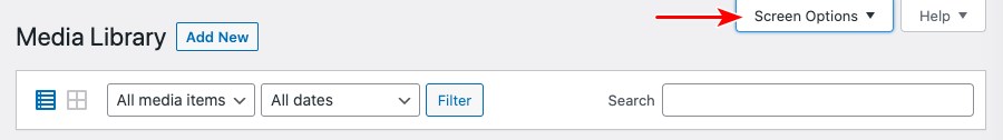 Media library screen options