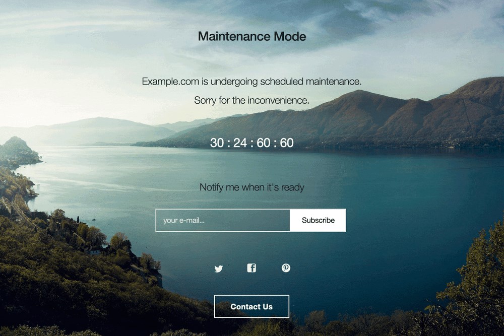 WP maintenance mode plugin front results