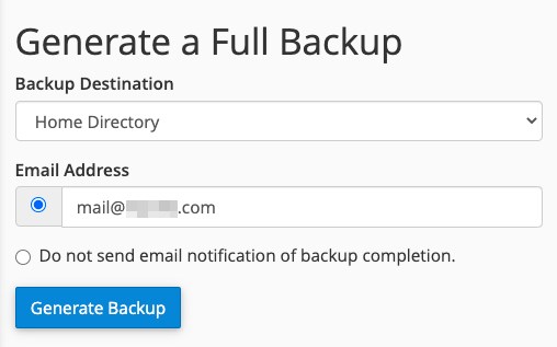 cPanel WordPress backup settings 3