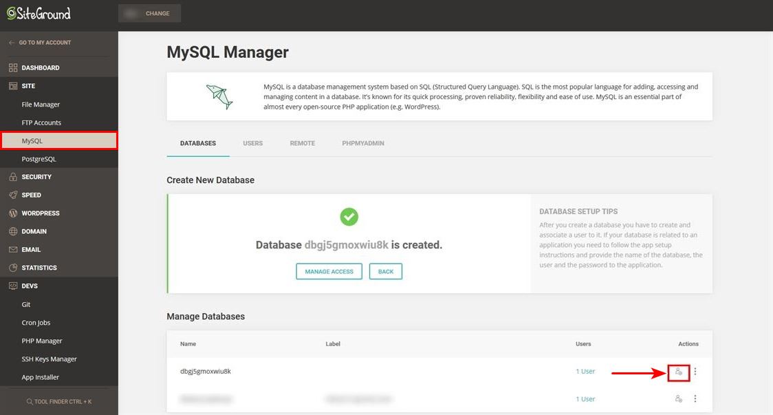 Create MySQL database for WordPress