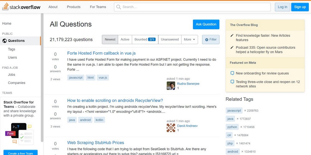 Stack Overflow forum example