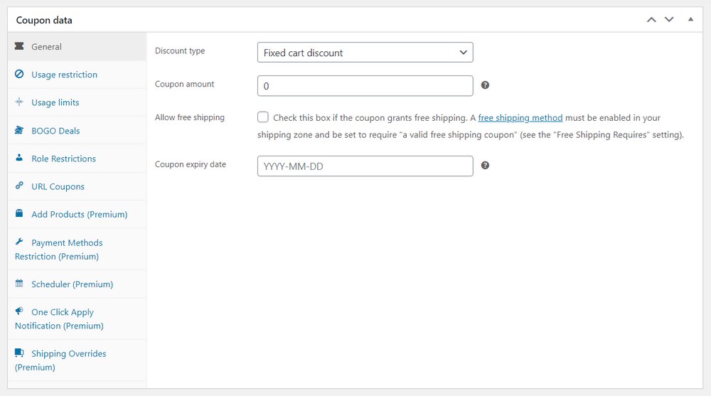 WooCommerce product settings