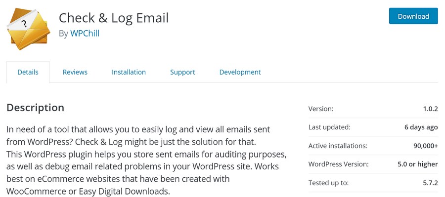 Check Log Email plugin