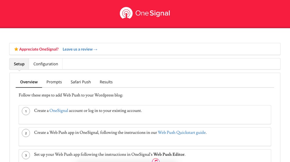 OneSignal setup 1