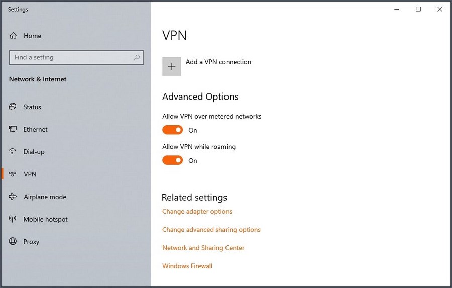 Windows VPN setting