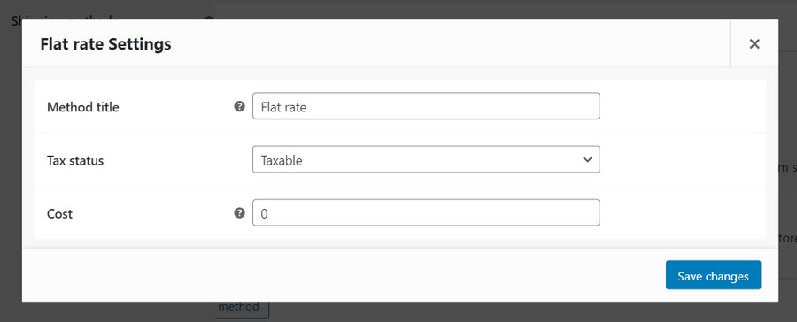 Edit shipping methods