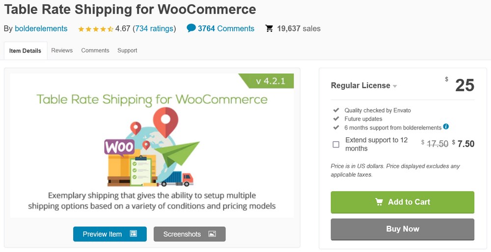 Table Rate Shipping for WooCommerce plugin