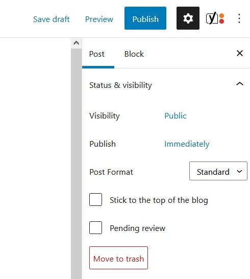 WordPress publishing settings