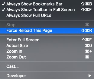 mac force reload this page