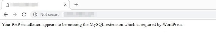 missing MySQL extension error example