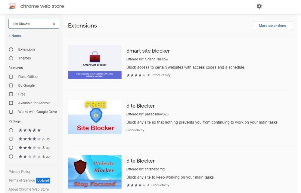 Chrome Site Blocker Extensions