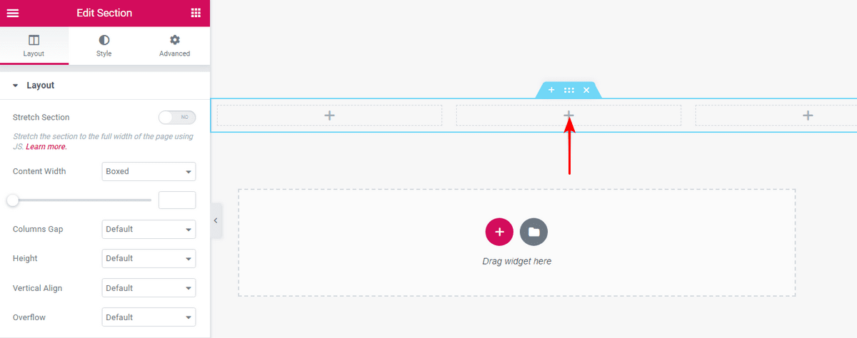 Edit elementor column layout