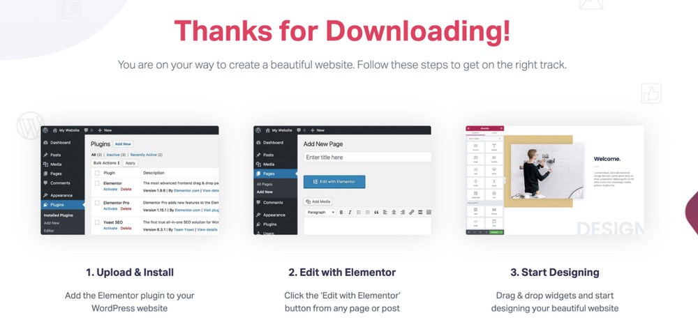 Elementor using process