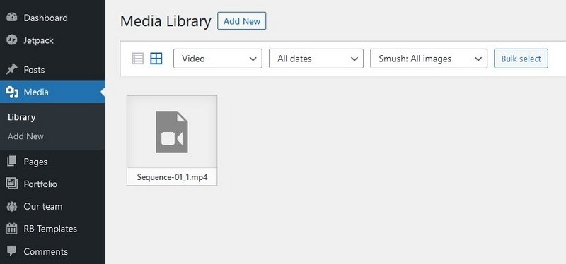 Upload video on WordPress dashboard