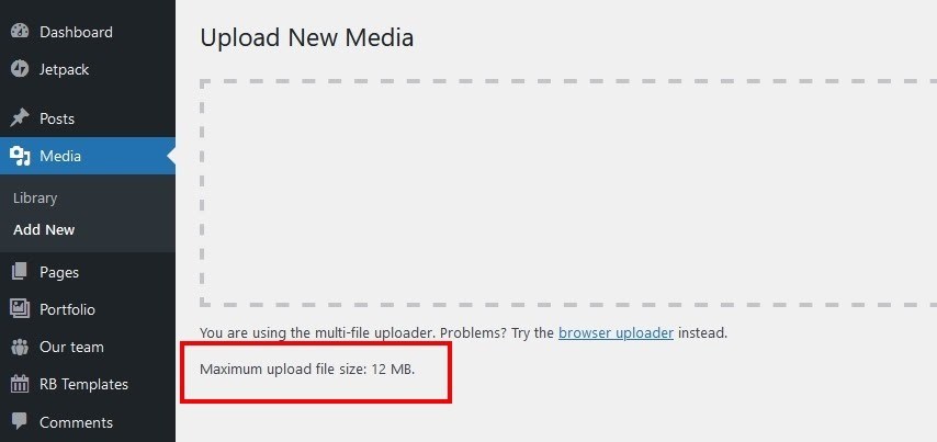 Maximum upload file size WordPress