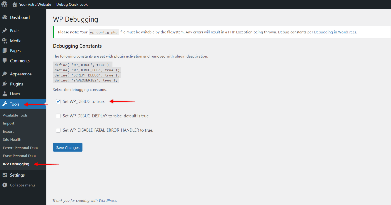 Activate Debugging Mode Using Plugin