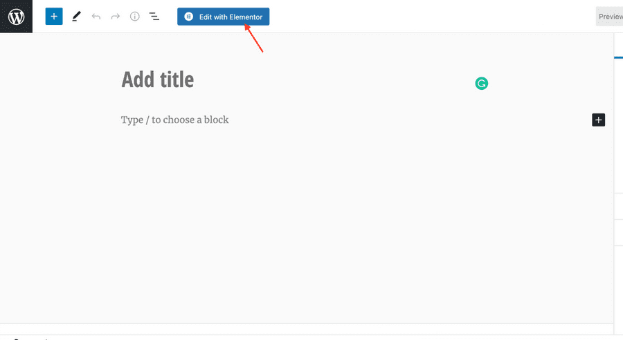 Edit with Elementor in post editor