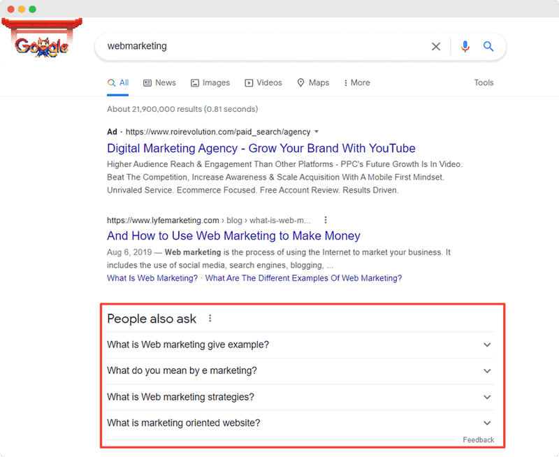 Google people also ask example