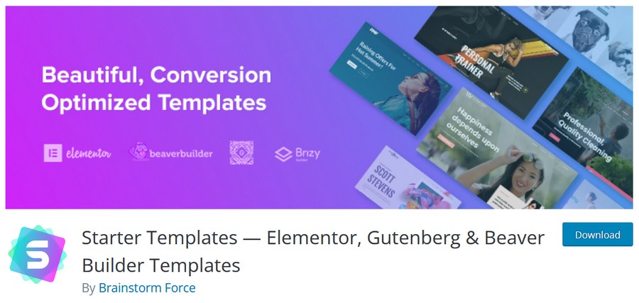 Starter templates WordPress plugin