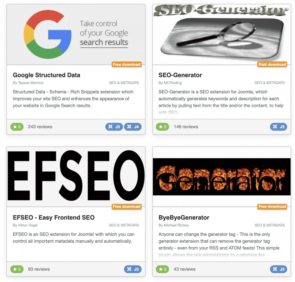 Joomla SEO extensions