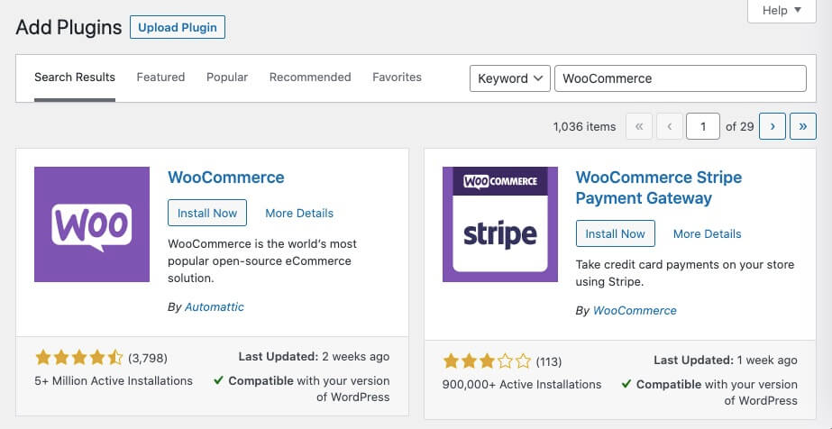 Install WooCommerce plugin