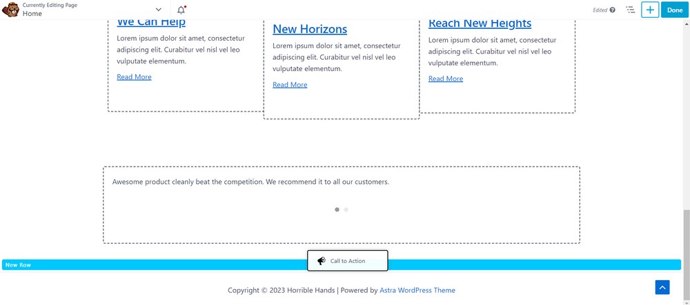 Add call to action module