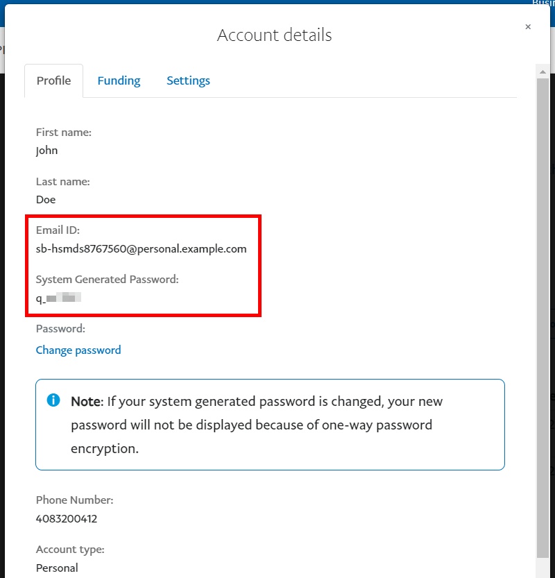 copy personal paypal sandbox account credentials