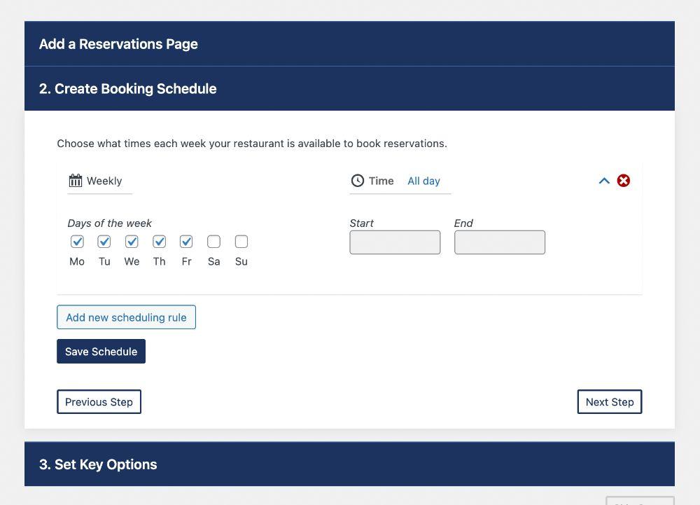 create booking schedule