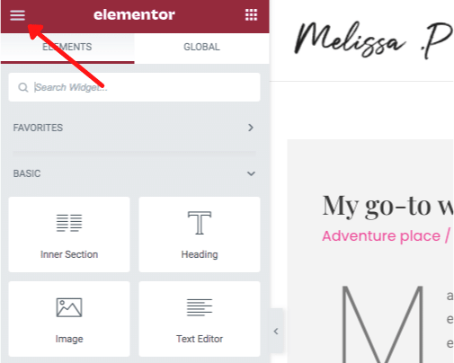 Elementor editor