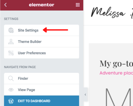 Elementor Site Settings