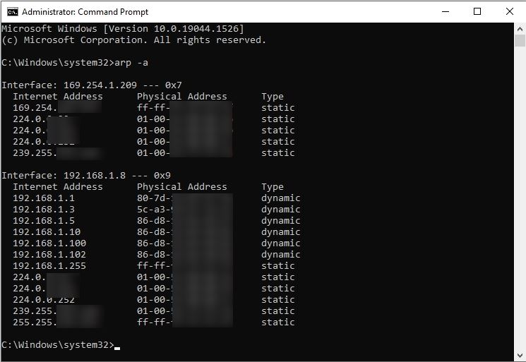 ARP cache and ARP tables