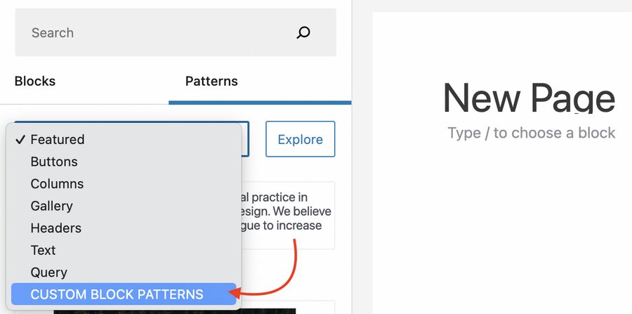 how to add custom block pattern