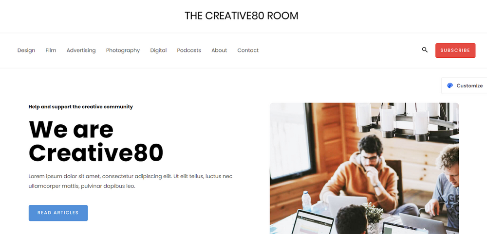 Creative blog Astra template