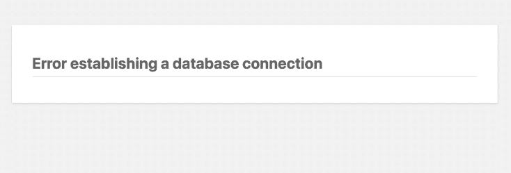 Error Establishing a Database Connection