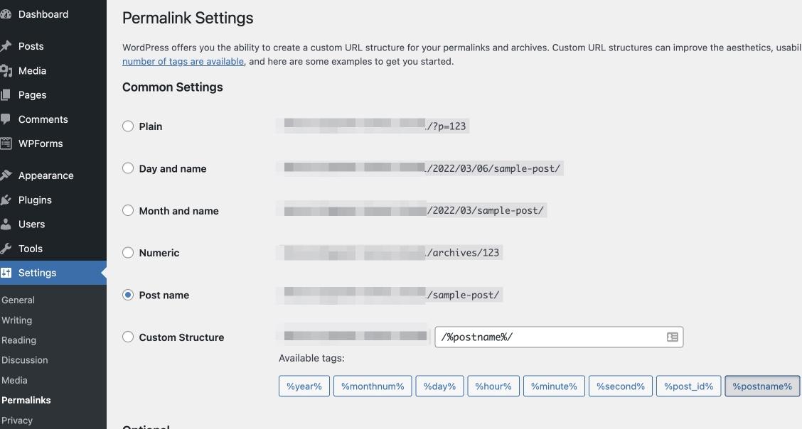 Update Permalink Settings