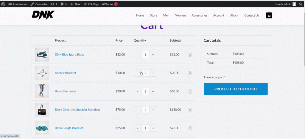 Sticky cart total