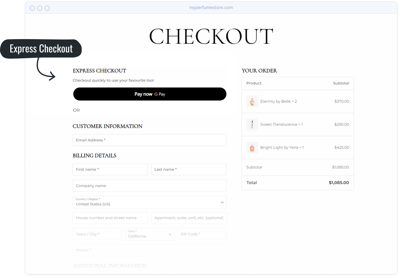 Express Checkout option at checkout page