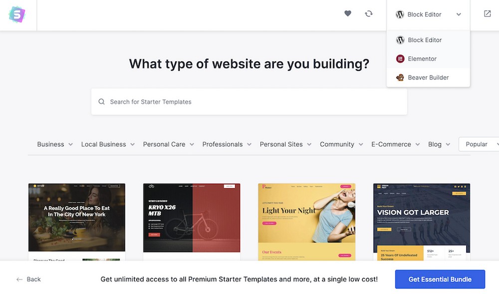 Choose Elementor page builder