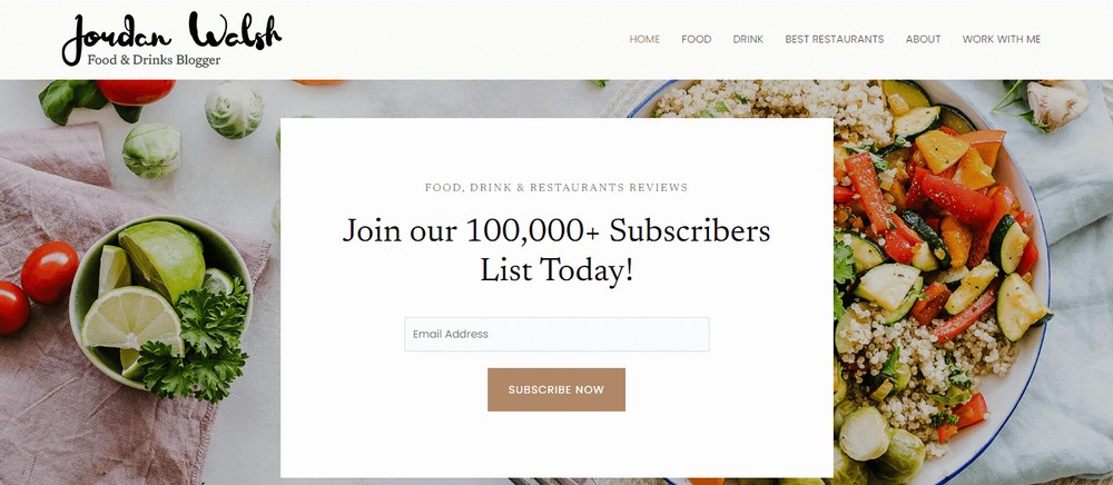 Food drinks blogger website template