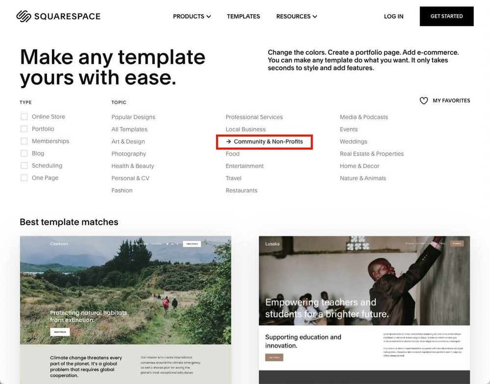 Squarespace templates