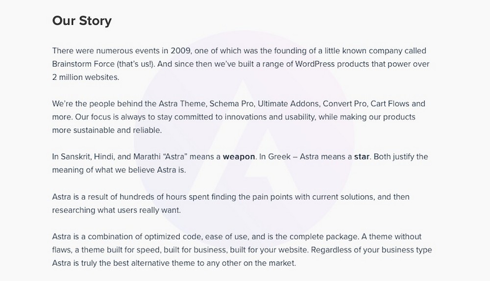 The story of Astra from our About page