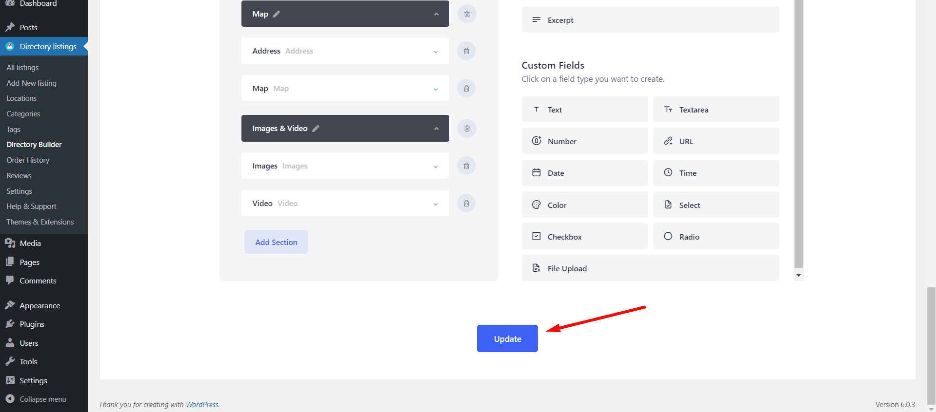 select update button