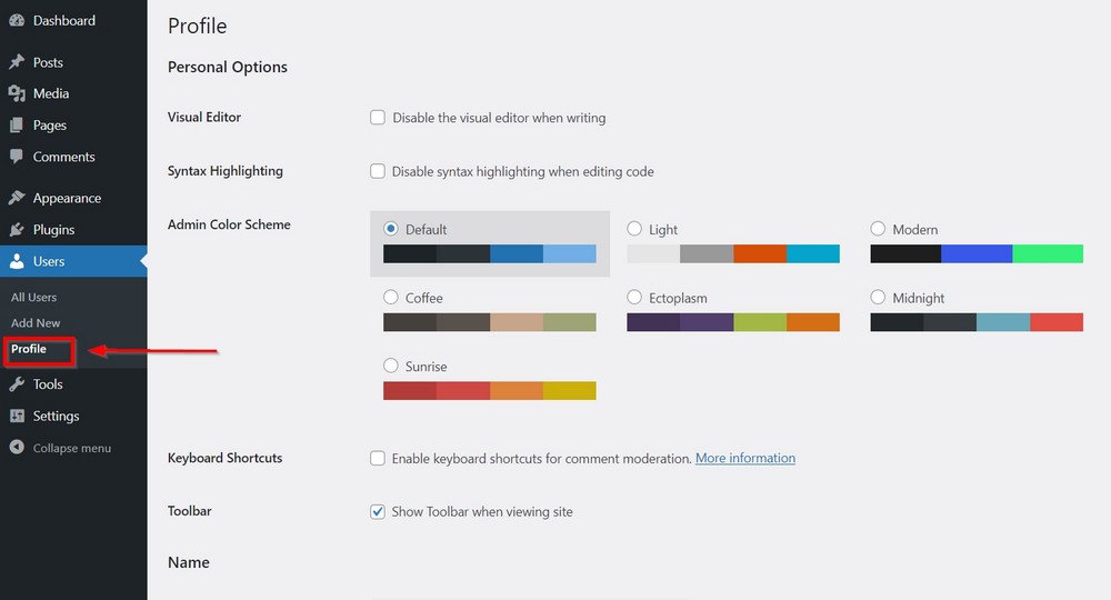 wordpress user profile