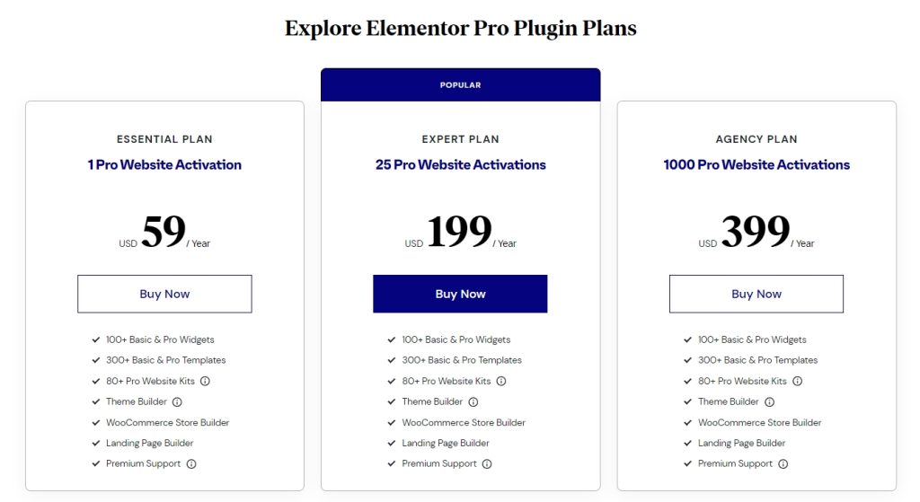 Elementor pro pricing