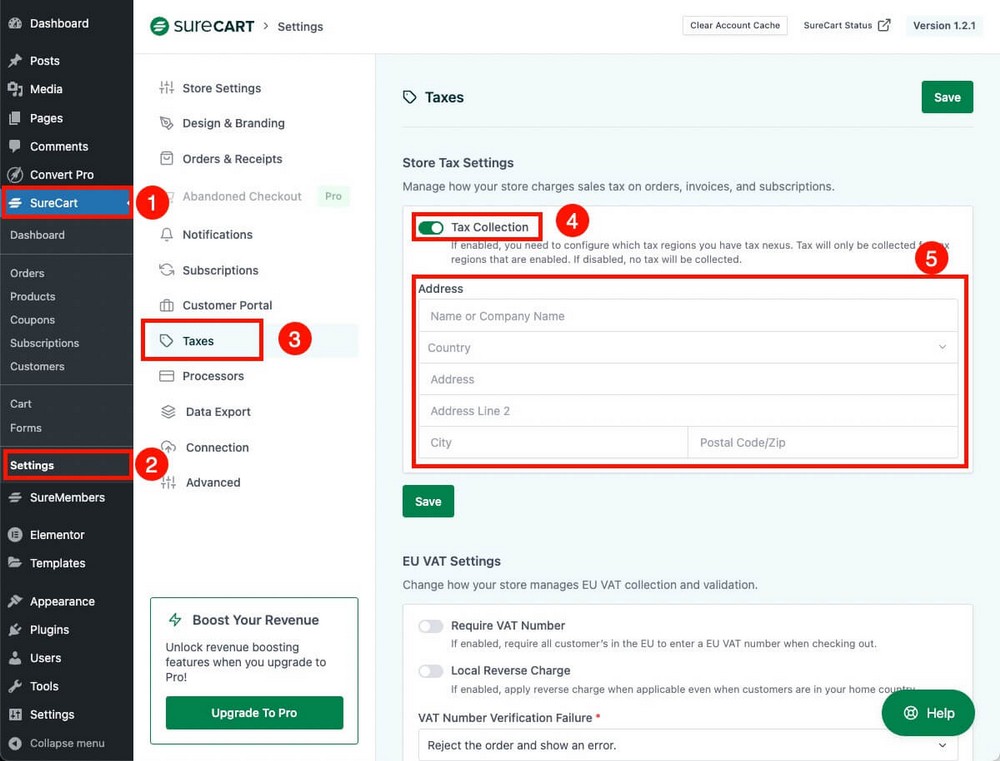 How to enable Taxes SureCart