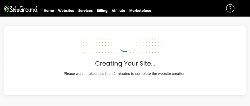 SiteGround creating site